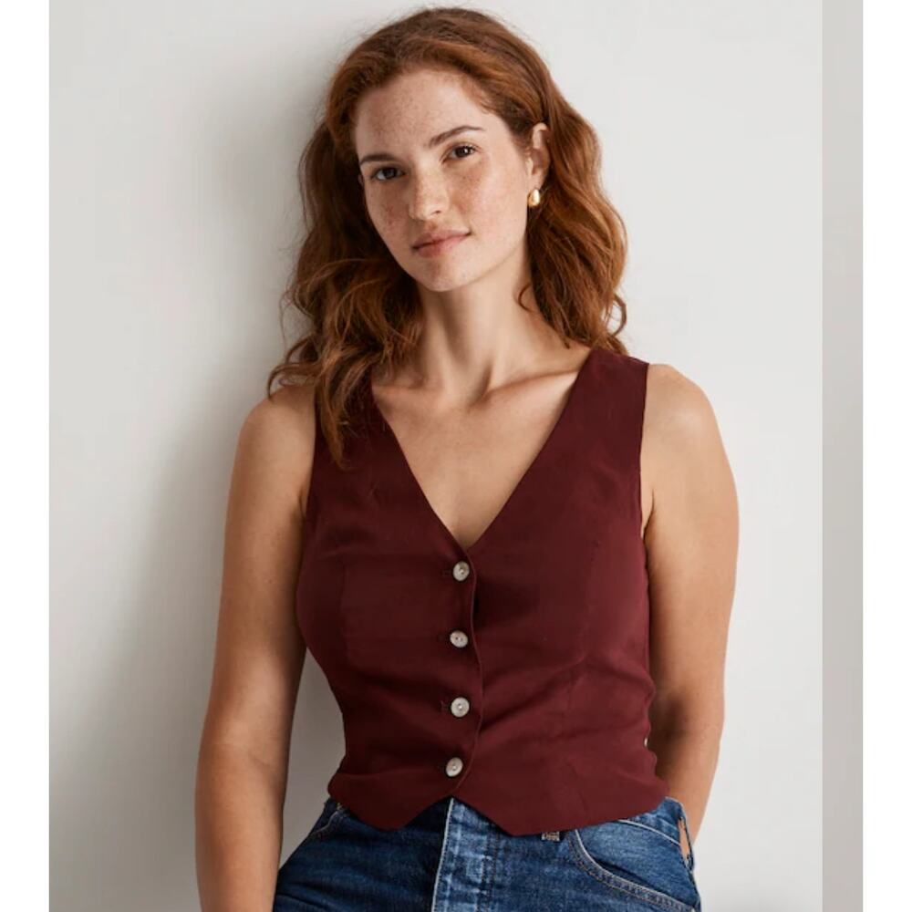 Madewell Katrina Crop Vest Top in Softdrape Size 00 Boho Feminine Western
